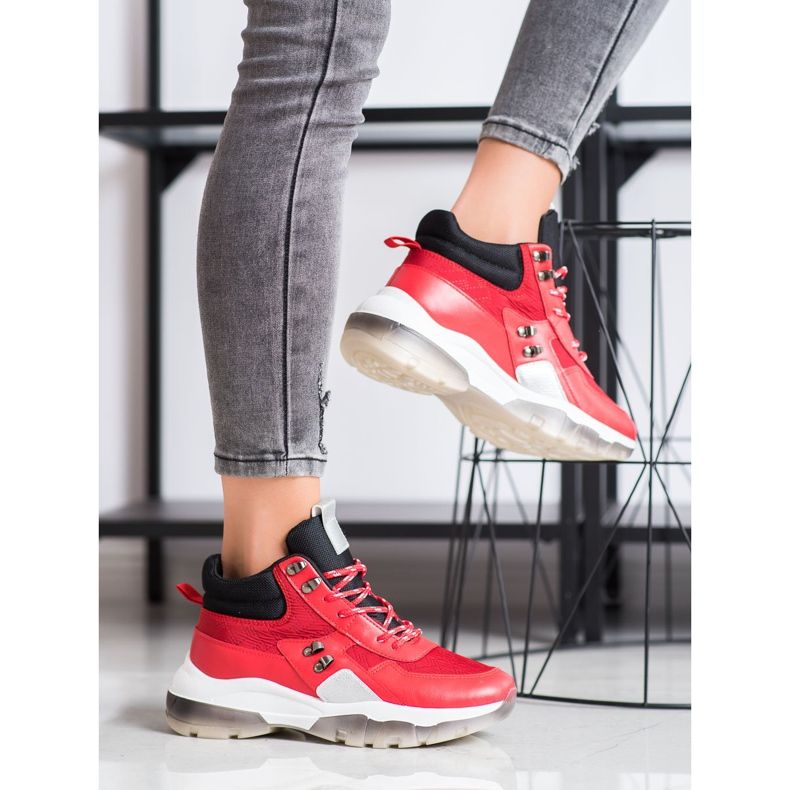 SHELOVET Zapatillas de deporte rojas de moda negro rojo 1