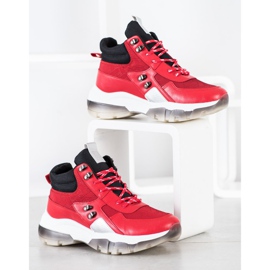 SHELOVET Zapatillas de deporte rojas de moda negro rojo 3