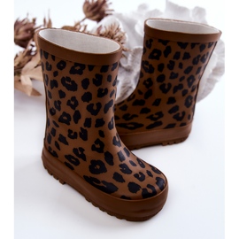 FRROCK Bota infantil de goma marrón con estampado de leopardo Nanny 3