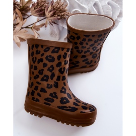 FRROCK Bota infantil de goma marrón con estampado de leopardo Nanny 4