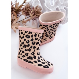 FRROCK Botas de agua para niños de goma con estampado de leopardo, rosa Nanny negro rosado 4