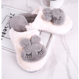 Pantuflas de piel de conejo para mujer crudo gris 1 Pantuflas de piel de conejo para mujer crudo gris 1