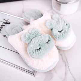 Pantuflas Mujer Piel Conejo Verde Claro rosa 1