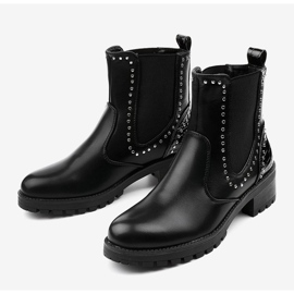 Botas negras con aislamiento de Haghill de cuero ecológico negro plata 2 Botas negras con aislamiento de Haghill de cuero ecológico negro plata 2