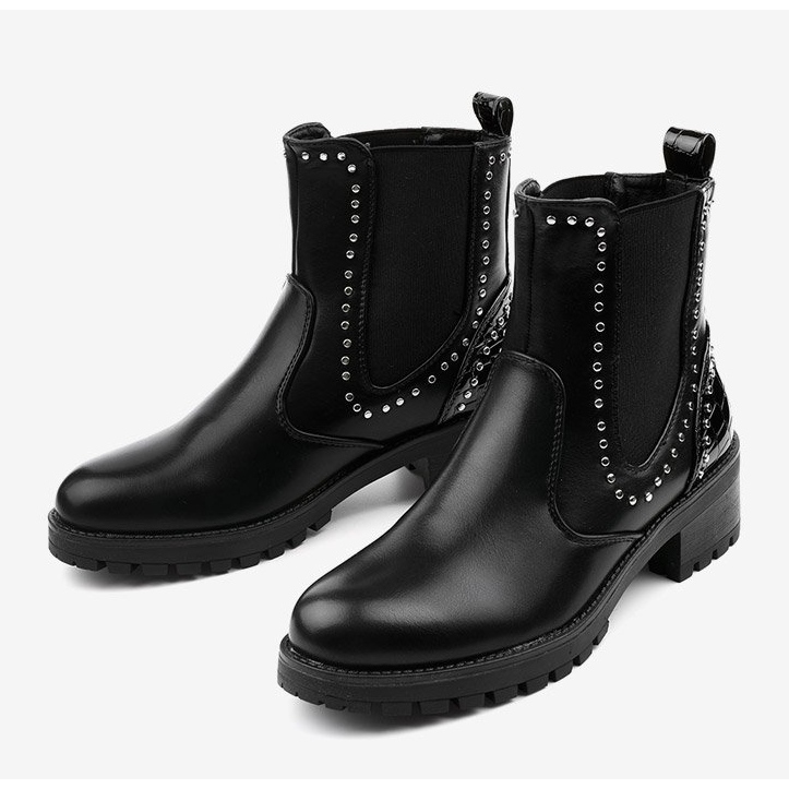 Botas negras con aislamiento de Haghill de cuero ecológico negro plata 2 Botas negras con aislamiento de Haghill de cuero ecológico negro plata 2