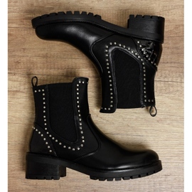 Botas negras con aislamiento de Haghill de cuero ecológico negro plata 4