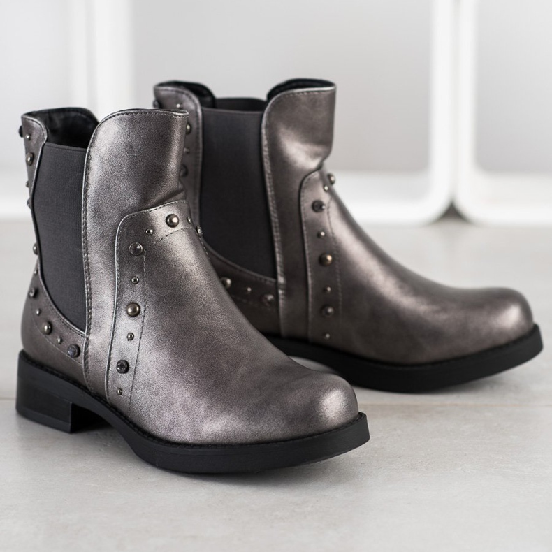 Bestelle Botas sin cordones con chorros marrón plata 1