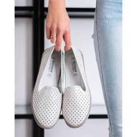 Goodin Señores de cuero calado blanco plata 1