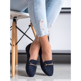 Bestelle Mocasines elegantes con adorno azul marino 4