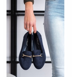 Bestelle Mocasines elegantes con adorno azul marino 3