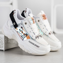 SHELOVET Zapatillas deportivas de moda blanco marrón negro naranja 2