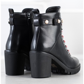 Ideal Shoes Botas de rock en el poste negro 4