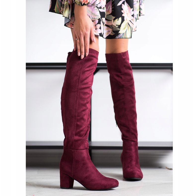 Fashion Botas de ante granate rojo 1