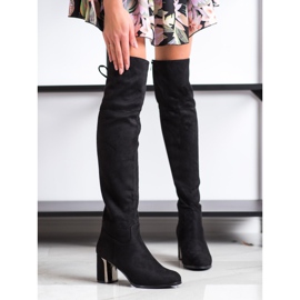 Gogo Botas hasta el muslo con tacón decorativo negro 1