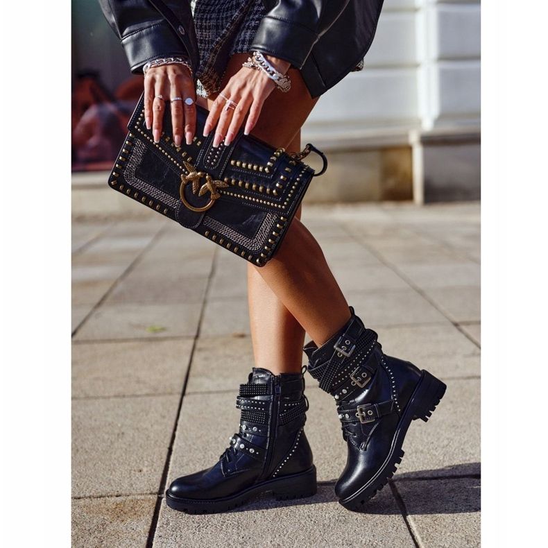 PS1 Botas De Mujer Con Hebillas Grunge Negro Victory 1