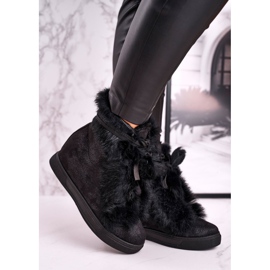 Zapatillas de mujer con cuña negra y piel Pretty Black negro plata 4