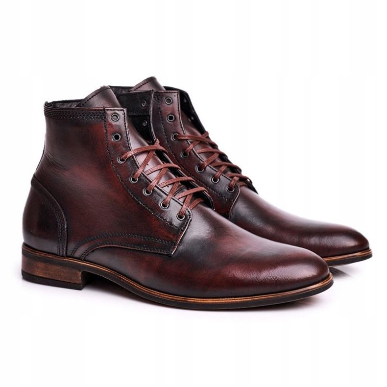 KENT Botas de hombre con botas de piel marrón Bruno 1