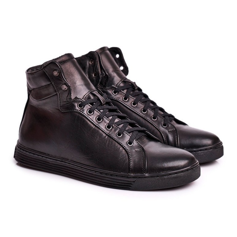 Zapatillas de cuero para hombre KENT negro Chris 1