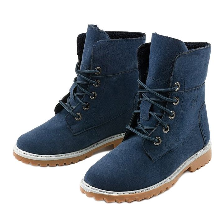 Azul oscuro, botas aislantes, tienda de ante ecológico azul marino 2