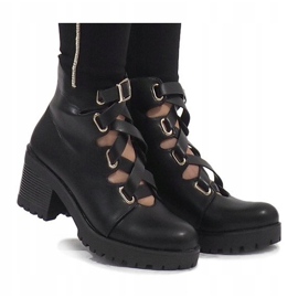 Mulanka Botas negras de tacón abierto J-10 negro 4