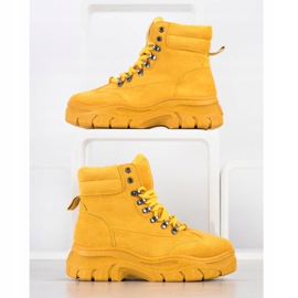 SHELOVET Tramperos de la moda amarilla amarillo 1 SHELOVET Tramperos de la moda amarilla amarillo 1