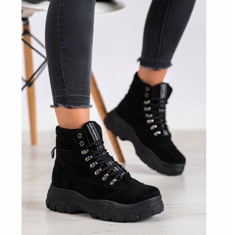 SHELOVET Tramperos de la moda negra negro 1 SHELOVET Tramperos de la moda negra negro 1