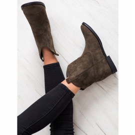 SHELOVET Botas de vaquero calientes en una cuña caqui verde 1 SHELOVET Botas de vaquero calientes en una cuña caqui verde 1