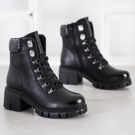 Ideal Shoes Trabajadores de cuero ecológico negro 3