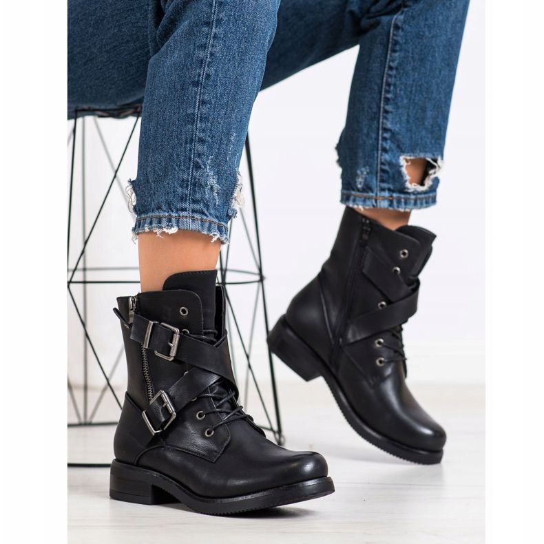 Kayla Trabajadores clásicos con hebillas negro 2