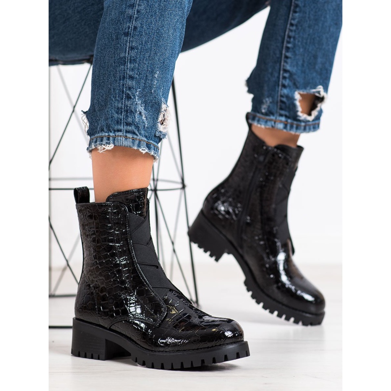 Super Me Estampado de serpiente de trabajo negro 1