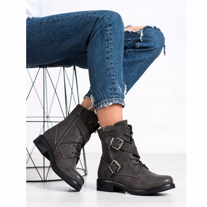 Kayla Trabajadores clásicos con hebillas gris 2