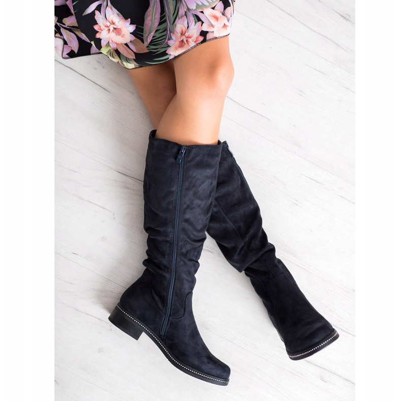 Super Me Botas con circonita cúbica azul marino azul 2