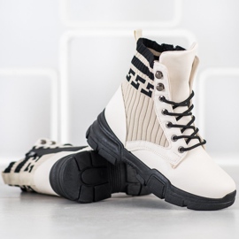 SHELOVET Trabajadores de la moda con cordones blanco negro 3