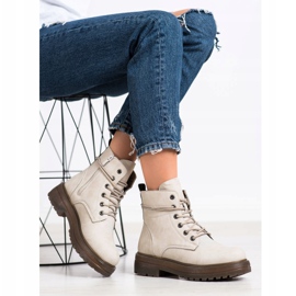SHELOVET Tramperos beige con cuero ecológico 3