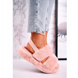 FJ1 Pantuflas de Mujer en la Plataforma Piel Naranja Algodón de Azúcar 3