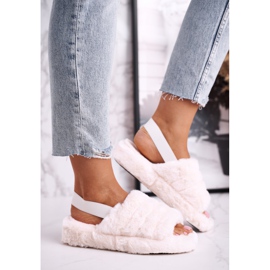 FJ1 Pantuflas de Mujer en la Plataforma de Piel Copo de Nieve Beige 3