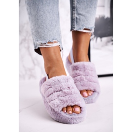 FJ1 Pantuflas de mujer con plataforma de copo de nieve morado de piel violeta 3