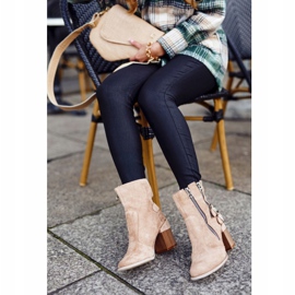 MSMG Botas De Mujer Con Tacón Ante Beige Anabelle 6