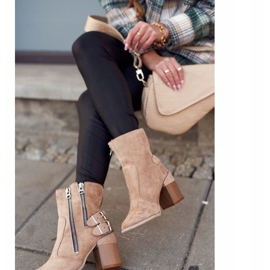 MSMG Botas De Mujer Con Tacón Ante Beige Anabelle 8