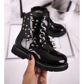 Botas de Abrigo Infantil con Diamantes de Imitación Lacado Negro Fama 2