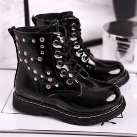Botas de Abrigo Infantil con Diamantes de Imitación Lacado Negro Fama 3