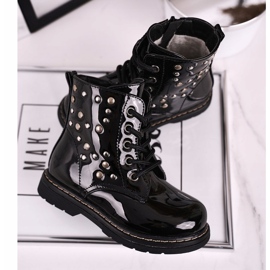 Botas de Abrigo Infantil con Diamantes de Imitación Lacado Negro Fama 7