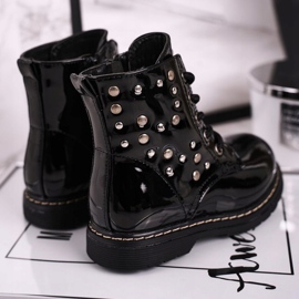 Botas de Abrigo Infantil con Diamantes de Imitación Lacado Negro Fama 5