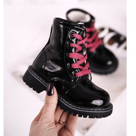 Botas Infantiles Calentadas Con Piel, Lacado Meñique Negro 2
