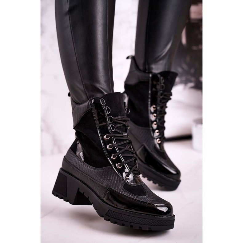 Botas Trabajadores Calentado Negro Animal Print Helena 2