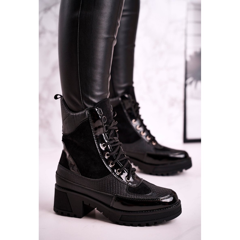 Botas Trabajadores Calentado Negro Animal Print Helena 1