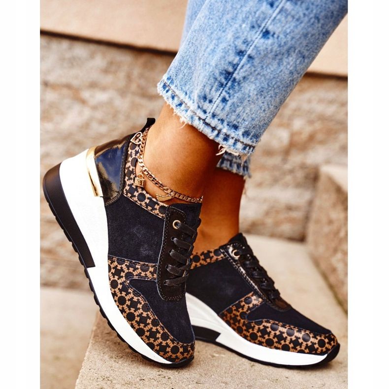 S.Barski Zapatos Deportivos De Mujer Sneakers Negro Blanco Metronus beige dorado 2