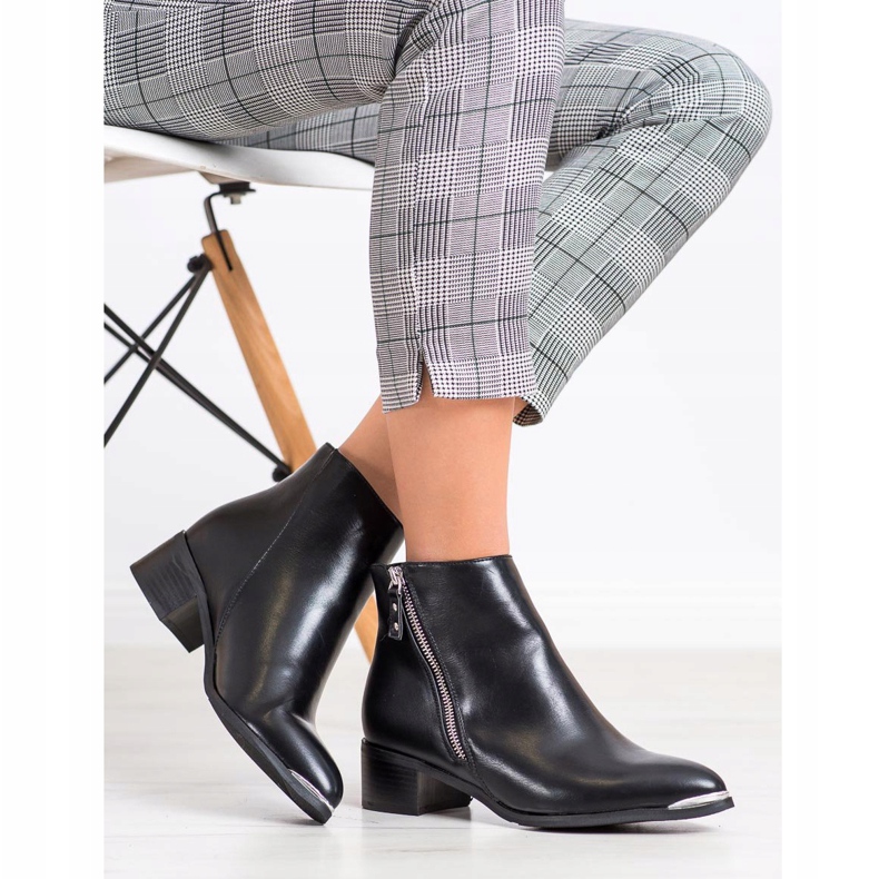 Kayla Botas elegantes con cremallera. negro plata 1