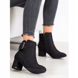 Top Shoes Botines de ante con hebilla negro 2