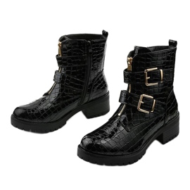 Botas Lineley lacadas y aislantes planas negras negro 2